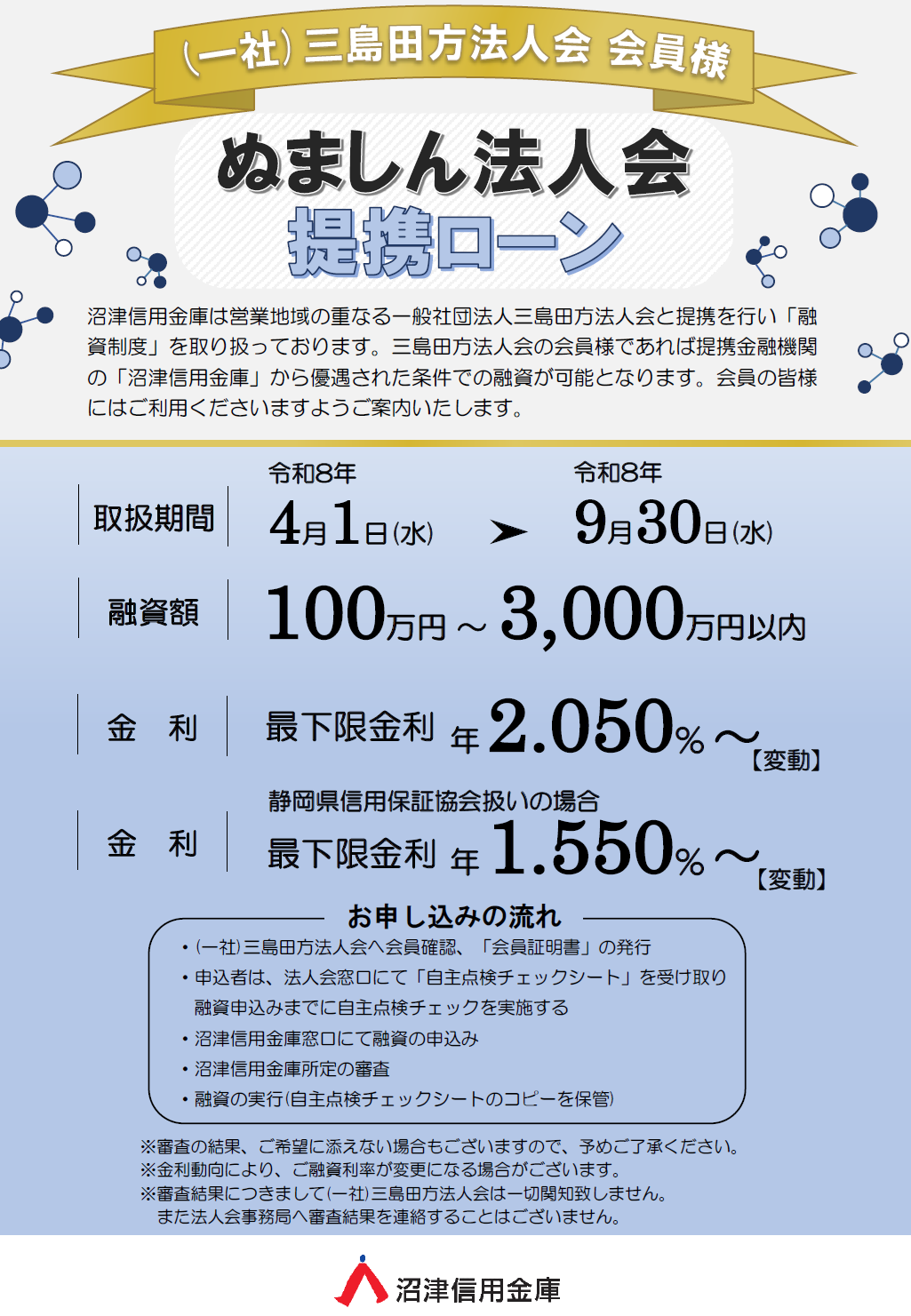 (一社)三島田方法人会会員様　ぬましん法人会提携ローン チラシ（PDF：345KB）